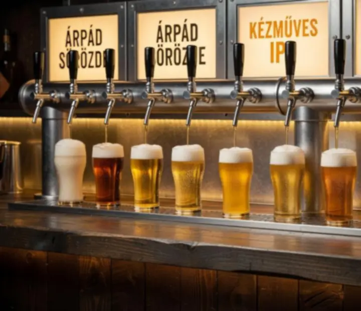 Magyar craft sör csapok sötét, réz részletekkel
