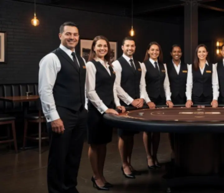 The Pit dealer csapat a faszenes grill bistro poker szalonjában