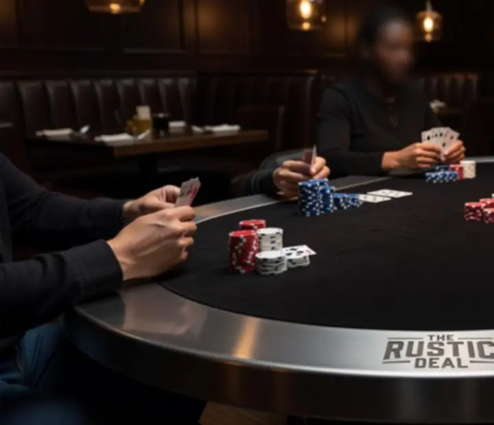Felt borítású Texas Hold'em asztal részlete ipari környezetben